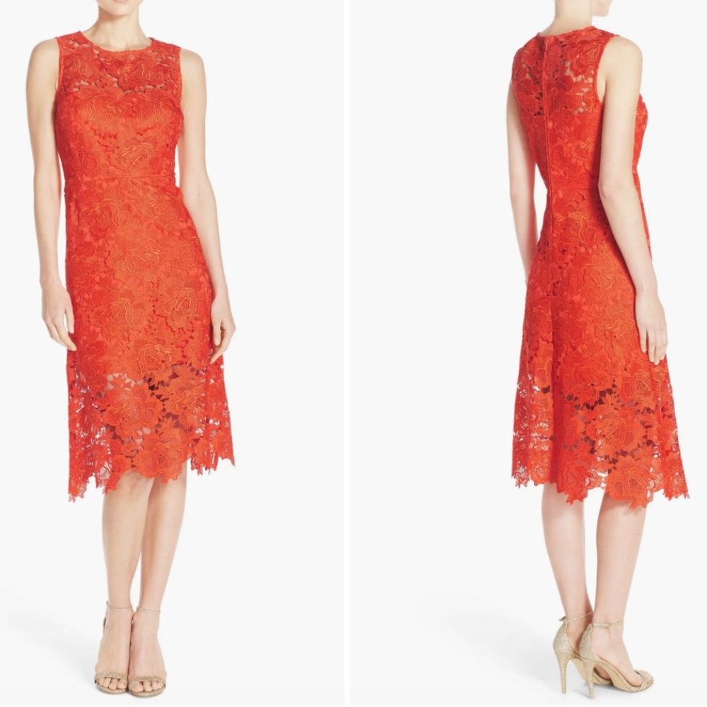 NEW Julia Jordan Floral Lace Overlay Lace A-Line Dress Midi Women’s Sz 6